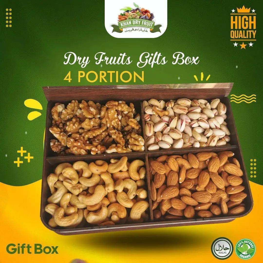 Deluxe Wood Box dry fruit gift box with Almonds and Quality Nuts (900g, 4 Items)
