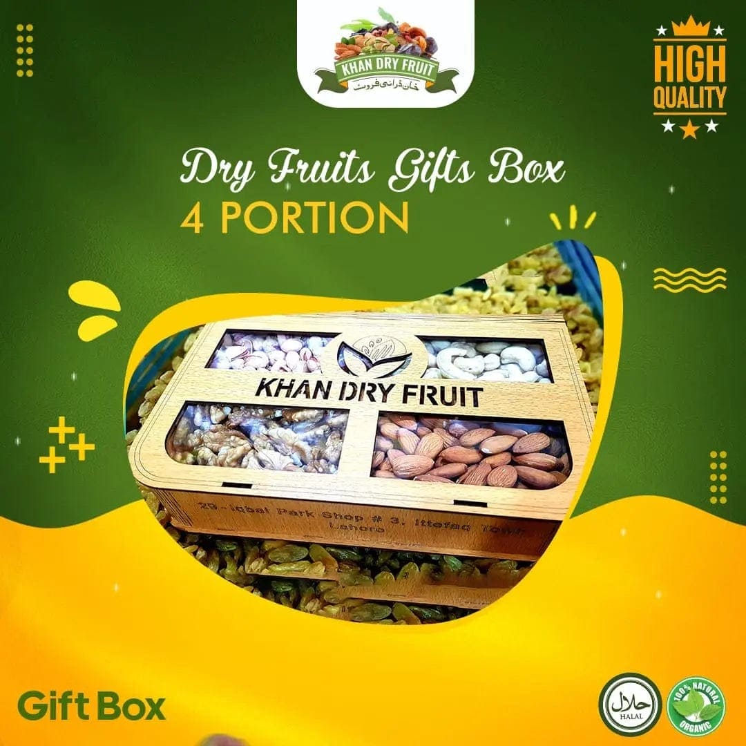 Deluxe Wood Box dry fruit gift box with Almonds and Quality Nuts (900g, 4 Items)