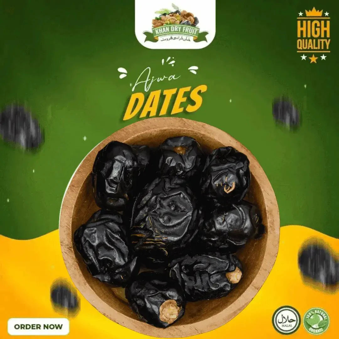 Ajwa dates 250gm Pack are soft dry, medium-size dates
