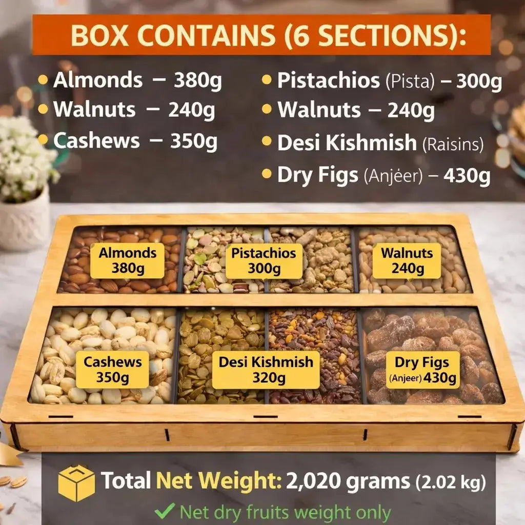Dry Fruits wooden box VIP 6 Section