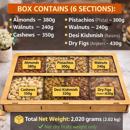 Dry Fruits wooden box VIP 6 Section