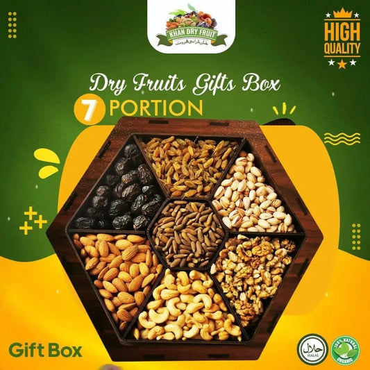 Dry Fruit Gift Box 7 Portion | Premium Wooden Box Pakistan