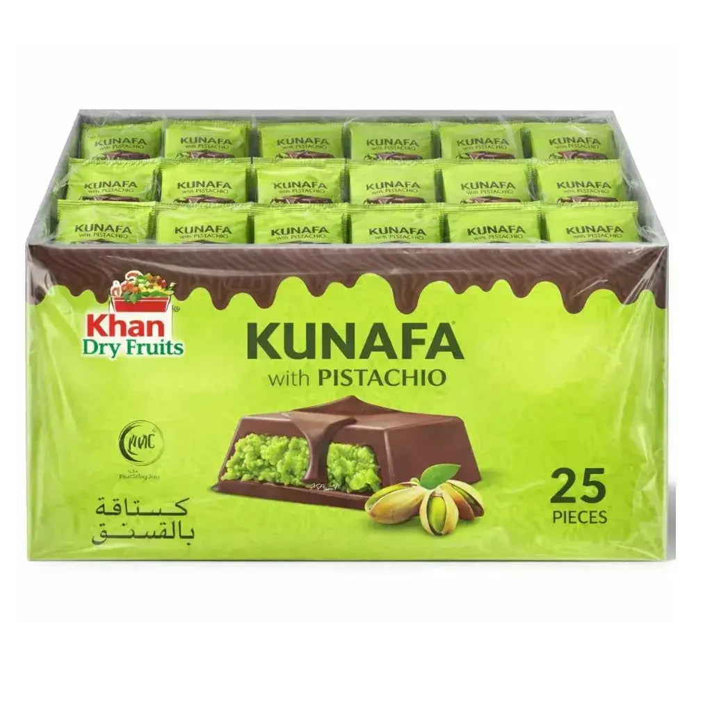 Kunafa Chocolate with Pistachio – 25 Pieces Box