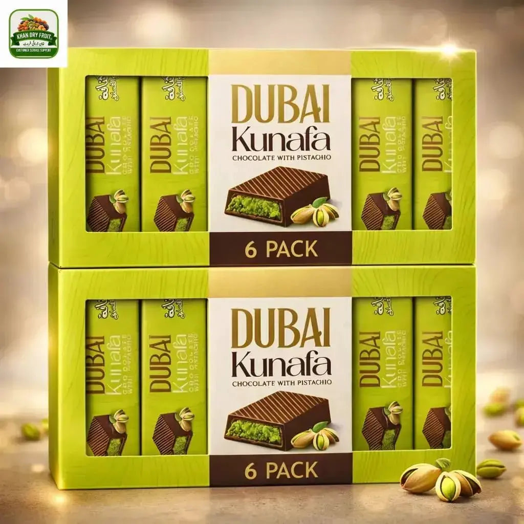 Pistachio Kunafa Chocolate Bar – Premium Middle Eastern Dessert Chocolate 6 Pics Box